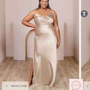 Stunning Revelry Champagne Satin dress